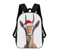 sinyumoney Christmas Gazelle with Santa Hat Kids Backpack, Kids School Bag 3D Printed School Backpacks for Boys And Teenager School Students 17inch