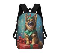 sinyumoney Christmas German Shepherd Dog Rucksack Water Resistant Travel Backpack Computer Bag for Campus Outdoor Travel Sports 17inch
