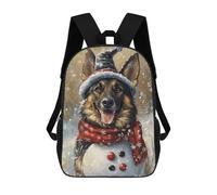 sinyumoney Christmas German Shepherd Snowman Backpack School Bag Large School Backpack for Boys - Perfect for Travel, Work And Daily Use 17inch