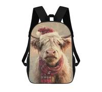 sinyumoney Christmas Highland Cow Art Print-2 Backpack School Bag Computer Rucksack for School/Work/Travel for Camping Outdoor Adventures And Daily Travel 17inch
