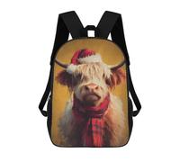 sinyumoney Christmas Highland Cow Art Print School Backpack Water Resistant School Bag Business Backpack for Men/Women 17inch