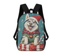 sinyumoney Christmas Husky with Presents-1 Backpack School Bag Backpack For Girls Boys Backpacks Large Capacity Kids Backpack Lightweight School Bags For Kids Students 17inch