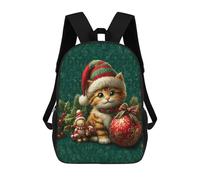 sinyumoney Christmas Kitten Decorations School Backpack Water Resistant School Bag Business Backpack for Men/Women 17inch