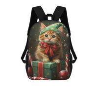 sinyumoney Christmas Kitten Gift Box Children's Backpacks 17inch School Backpack 3D Printed Bag Bookbag for Kids Travel Rucksacks Boy Girl Book Bags Kids School Bag