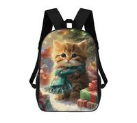 sinyumoney Christmas Kitten with Presents-1 3D Printed Children's School Backpack for Kids Travel Rucksacks Book Bags Kids School Bag 17inch