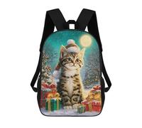 sinyumoney Christmas Kitten with Presents-3 Rucksacks 3D Printed Children 17inch Backpacks Fashion Casual Daypack Travel Bags Outdoor Casual Daypack for Boy And Girl