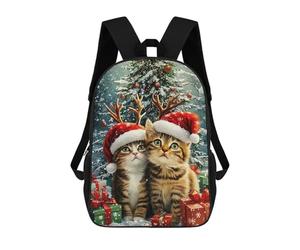 sinyumoney Christmas Kittens Kids Backpacks,3D Personalized School Bookbags for Boys Girls Large Schoolbags Casual Daypack 17inch