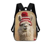sinyumoney Christmas Llama with Red Hat Backpack School Daypacks Business Backpack Water Resistant Bookbag for Camping Outdoor Adventures And Daily Travel 17inch
