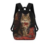 sinyumoney Christmas Maine Coon Cat 3D Printed Children's School Backpack for Kids High Capacity Travel Rucksacks Book Bags Kids School Bag Back Pack 17inch