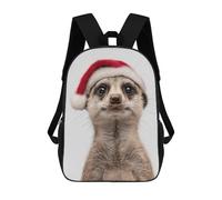 sinyumoney Christmas Meerkat Wearing A Santa Hat School Bags Large Lightweight Casual Backpack- Perfect for Travel, Work And Daily Use 17inch