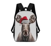 sinyumoney Christmas Moose with Santa Hat Portrait School Backpack Large Water Resistant Laptop Backpack for Teenage Girls Boys Women Men 17inch