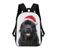 sinyumoney Christmas Newfoundland Dog with Santa Hat Children's Backpacks School Backpack 3D Printed Backpack for Kids Travel Rucksacks Book Bags Kids School Bag 17inch