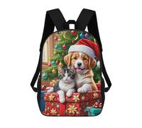 sinyumoney Christmas Pet Gift Scene 17 Inch School Bag Backpack Teen Schoolbag 3D Printing Adjustable Schoolbag Fashion Pocket Bag for Kids Boys Girls Students