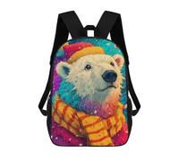 sinyumoney Christmas Polar Bear Art Print-1 Backpack Kids School Bag Boys Cartoon 3D Print Students Schoolbag Laptop Daypack for Boys Girls 17inch