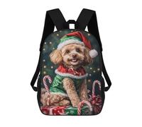 sinyumoney Christmas Poodle with Presents-5 3D Printed 17inch School Bag Children's School Backpack Travel Backpacks Casual Fashion Bag for Kids School Students