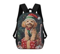 sinyumoney Christmas Poodle with Presents-8 Backpacks, Kids Backpack Student School Bag 3D Printed Travel Backpacks Fashion Accessory Backpack Children Waterproof School Bags 17inch