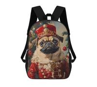 sinyumoney Christmas Pug in Red Uniform Backpack School Bag Business Durable Laptop Bag for Boys/Girls/Teenagers 17inch