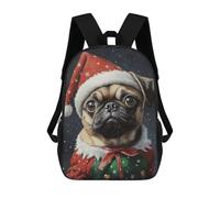 sinyumoney Christmas Pug in Santa Hat 17inch School Bag 3D Printed Children's School Backpack Casual Fashion Travel Backpacks for Kids School Students