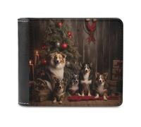 sinyumoney Christmas Puppies Under The Tree 3D Print PU Leather Wallet Card Slots ID Slots Note Section Slim Elegant Wallets Everyday Use 11.7cm*9.5cm