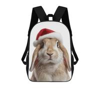 sinyumoney Christmas Rabbit with Santa Hat School Bags High Secondary School Bags Casual Backpack for Camping Outdoor Adventures And Daily Travel 17inch