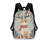 sinyumoney Christmas Reindeer Illustration Backpacks Kids Student Schoolbag,3D Printed Backpacks,Elementary And Middle School Students Backpacks for Boys Girls 17inch