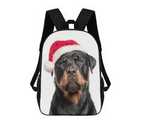 sinyumoney Christmas Rottweiler Dog with Santa Hat Children's School Backpack 3D Printed for Kids Travel Rucksacks Book Bags for Boys Elementary School Students 17inch