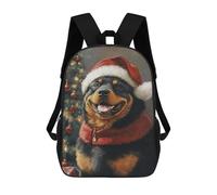 sinyumoney Christmas Rottweiler Portrait -1 17inch School Bag 3D Printed Children's School Backpack Casual Fashion Travel Backpacks for Kids School Students