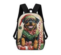 sinyumoney Christmas Rottweiler with Presents -2 School Backpack Large School Backpack for Boys for Campus Outdoor Travel Sports 17inch