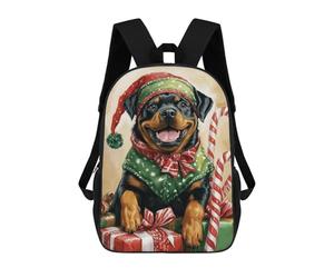 sinyumoney Christmas Rottweiler with Presents -2 School Backpack Large School Backpack for Boys for Campus Outdoor Travel Sports 17inch