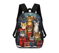 sinyumoney Christmas Santa Cat School Bags Large Lightweight Casual Backpack- Perfect for Travel, Work And Daily Use 17inch