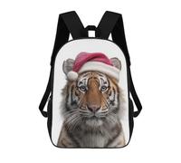 sinyumoney Christmas Tiger Wearing A Santa Hat School Bags Computer Rucksack for School/Work/Travel for Girls Boys Teenage 17inch