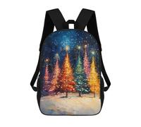 sinyumoney Christmas Tree Lights Painting-2 3D Printed Kids 17inch Backpacks Boys Fashion Travel Backpacks School Bag for Boys Elementary And Middle School Students