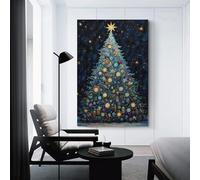 sinyumoney Christmas Tree with Starry Night Sky Canvas Artwork for Wall Cute Room Decor Ready to Hang Wall Pictures 20x30inch(50x75cm)