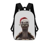 sinyumoney Christmas Turtle with Santa Hat School Backpack Secondary Causal Travel High School Bags for Teenage Girls Boys Women Men 17inch