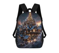 sinyumoney Christmas Village in The Mountains 3D Printed Kids School Bag Rucksacks Children's School Fashion Casual Back Pack High Capacity Travel Book Bags Backpack for Kids 17inch