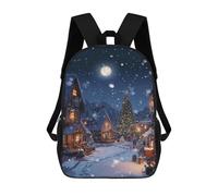 sinyumoney Christmas Village Snowfall Rucksack Rucksack Casual Daypacks School Work Travel Bag for Men, Women & Teenage Boys 17inch