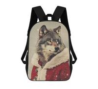 sinyumoney Christmas Wolf Santa Costume School Backpack Fashion Stationery Backpack Waterproof Casual Daypacks for Camping Outdoor Adventures And Daily Travel 17inch