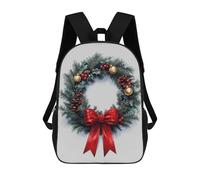sinyumoney Christmas Wreath with Red Bow School Backpack 3D Printed School Bags Boys Girls Laptop Backpack for Kids/Students/Adults 17inch