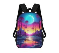 sinyumoney Chroma Synthwave Symphony Rucksacks 3D Printed Children Backpacks Fashion Casual Daypack Cute Travel Bags Outdoor Casual Daypack for Boy And Girl 17inch