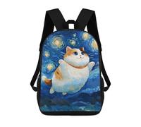 sinyumoney Chubby Cat in Starry Night Painting Backpack School Bag Work Laptop Backpack Rucksack Bag for Teenage Girls Boys Women Men 17inch