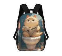 sinyumoney Chubby Cat Toilet Reading Rucksack Daypacks Business Backpack Water Resistant Bookbag for Men/Women 17inch