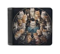sinyumoney Circle of Cats -1 3D Print Clutch Purse Coin Pocket ID RFID Blocking Banknote Compartments Purse Youth Guys 11.7cm*9.5cm