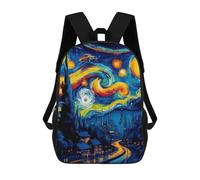 sinyumoney City Blue Backpack School Bag Water Resistant Travel Backpack Computer Bag for Teenage Girls Boys Women Men 17inch