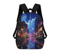 sinyumoney City Lights Reflection Night School Bags School Secondary High School College Backpack Travel for Boys/Girls/Teenagers 17inch