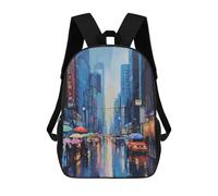 sinyumoney City Lights Symphony School Bag Backpack Teen Schoolbag 3D Printing Adjustable Schoolbag Fashion Pocket Bag for Kids Boys Girls Students And Teenagers Fans 17inch