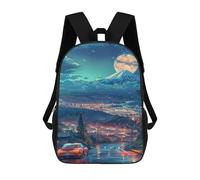 sinyumoney City Lights Under Moonlit Sky 3D Printed 17inch School Bag Children's School Backpack Travel Backpacks Casual Fashion Bag for Kids School Students