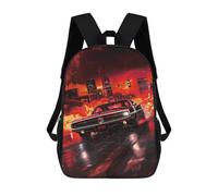 sinyumoney City Night Racing Adventure 17inch School Bag 3D Printed Children's School Backpack Casual Fashion Travel Backpacks for Kids School Students