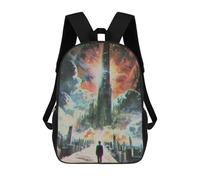 sinyumoney City Space 3D Printed Children's School Backpack for Kids Travel Rucksacks Book Bags Kids School Bag 17inch