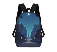 sinyumoney City Street at Night with Moon Kids Backpack, Kids School Bag 3D Printed School Backpacks for Boys And Teenager School Students 17inch