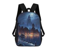 sinyumoney Cityscape at Night School Bags High Secondary School Bags Casual Backpack for Campus Outdoor Travel Sports 17inch